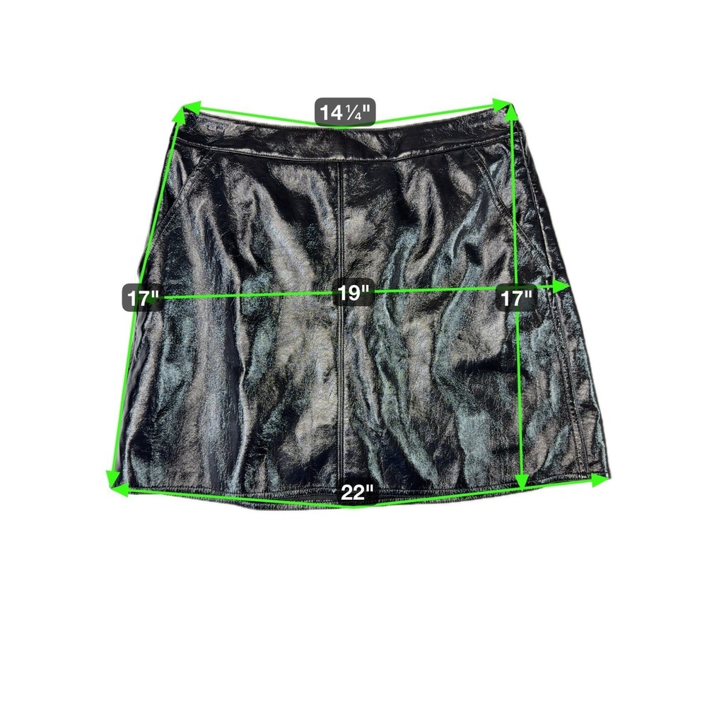 Theory Round A Mini Patent Black Skirt SZ 6 | $345 Retail - Picture 7 of 9